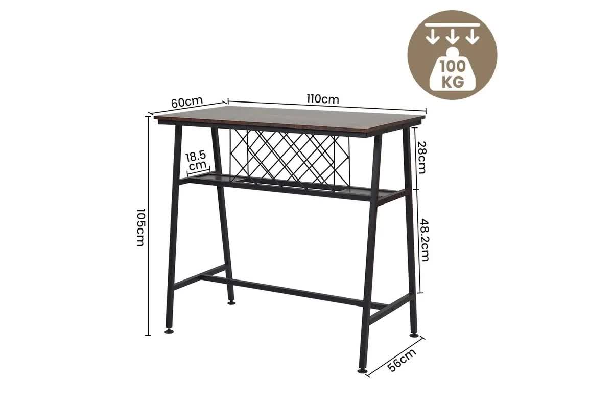 Viviendo Dining Table | Bar Table | Wine Storage Rack | Industrial Style