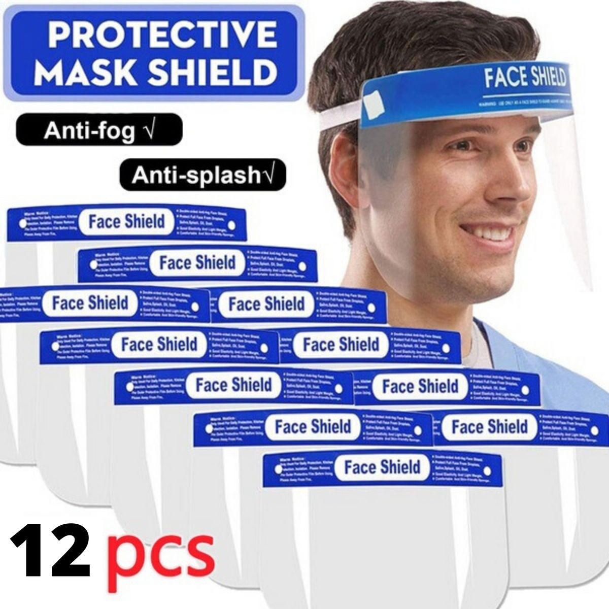 12x Safety Full Face Shield | Clear Glasses | Anti-Fog | Eye Protector | Shop Dental