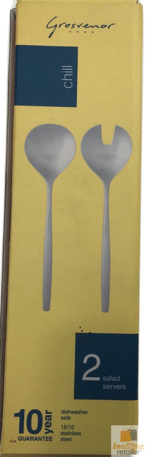 GROSVENOR Chill 2 Salad Servers | 18/10 Stainless Steel | Spoon & Fork | CHILL2SS