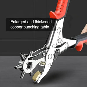 Leather Belt Hole Punch Tool | Multi-Size Revolving Eyelet Puncher | Handcraft Plier