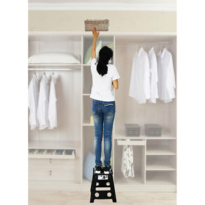 39cm Plastic Folding Step Stool | Portable Chair | Indoor/Outdoor Home | Black