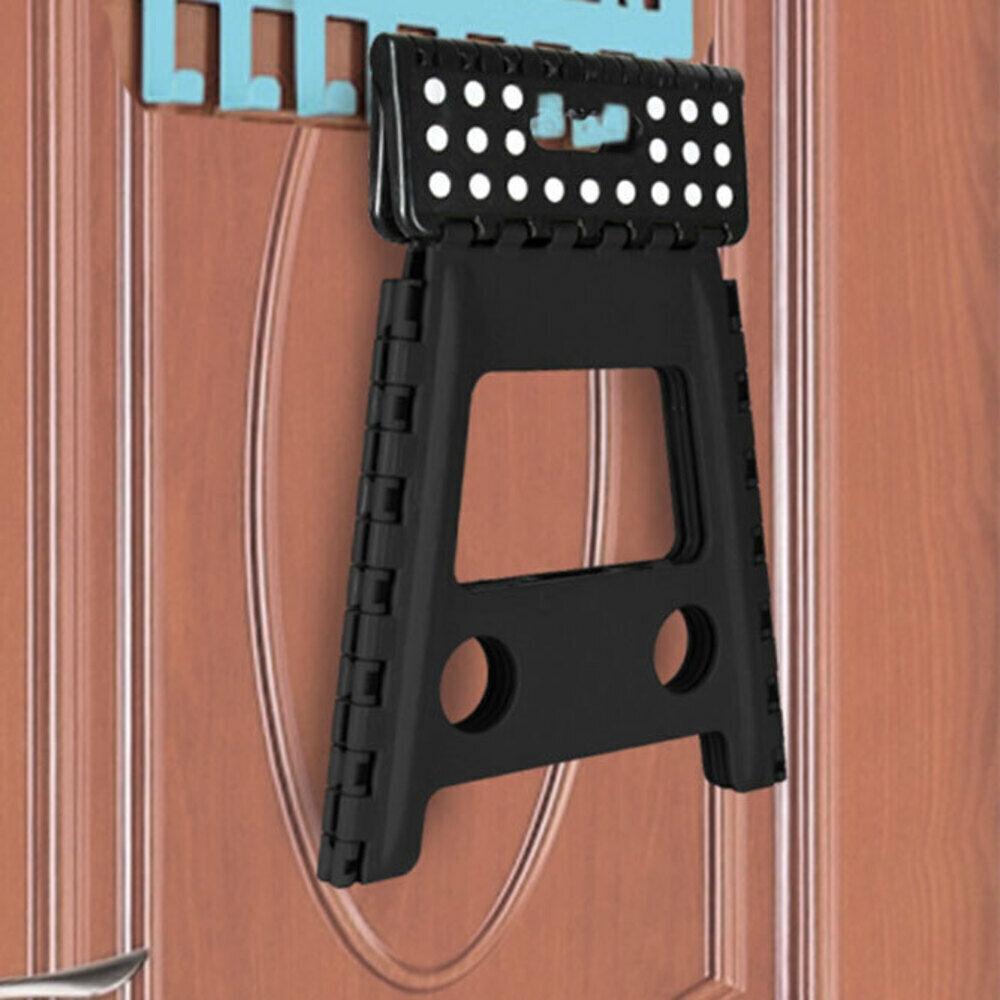 39cm Plastic Folding Step Stool | Portable Chair | Indoor/Outdoor Home | Black