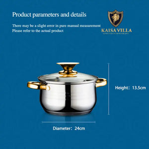 Kaisa Villa | 5.8 Litre Casserole Pot | Stainless Steel | Induction Cooking | Stock Stew