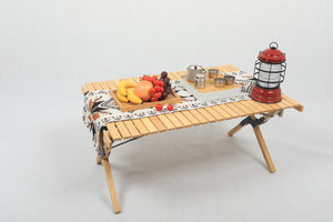 Folding Camping Table Bamboo Roll Up | Portable Outdoor Picnic BBQ Desk | Beach