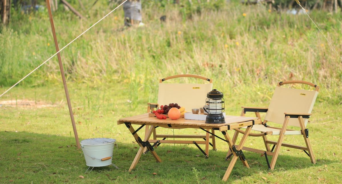 Folding Camping Table Bamboo Roll Up | Portable Outdoor Picnic BBQ Desk | Beach