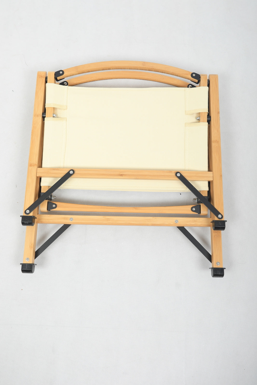 Bamboo Canvas Foldable Outdoor Camping Chair | Wooden Travel Picnic Park | Khaki/Beige