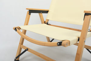 Bamboo Canvas Foldable Outdoor Camping Chair | Wooden Travel Picnic Park | Khaki/Beige