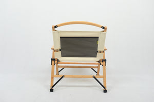 Bamboo Canvas Foldable Outdoor Camping Chair | Wooden Travel Picnic Park | Khaki/Beige