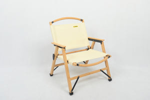 Bamboo Canvas Foldable Outdoor Camping Chair | Wooden Travel Picnic Park | Khaki/Beige