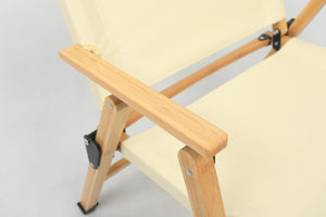 Bamboo Canvas Foldable Outdoor Camping Chair | Wooden Travel Picnic Park | Khaki/Beige