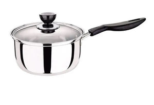 14cm | Stainless Steel Milk Pot with Glass Lid | Coffee Warmer with Handle