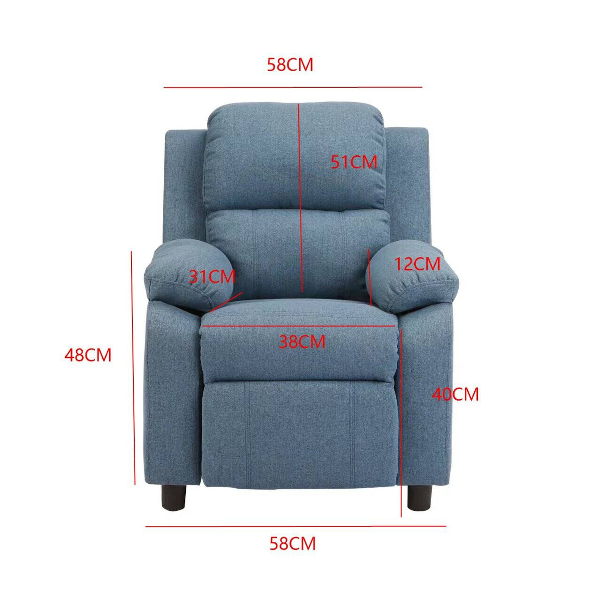 Erika Blue Kids Recliner Sofa Chair | Blue | Lounge Couch Armchair | Childrens