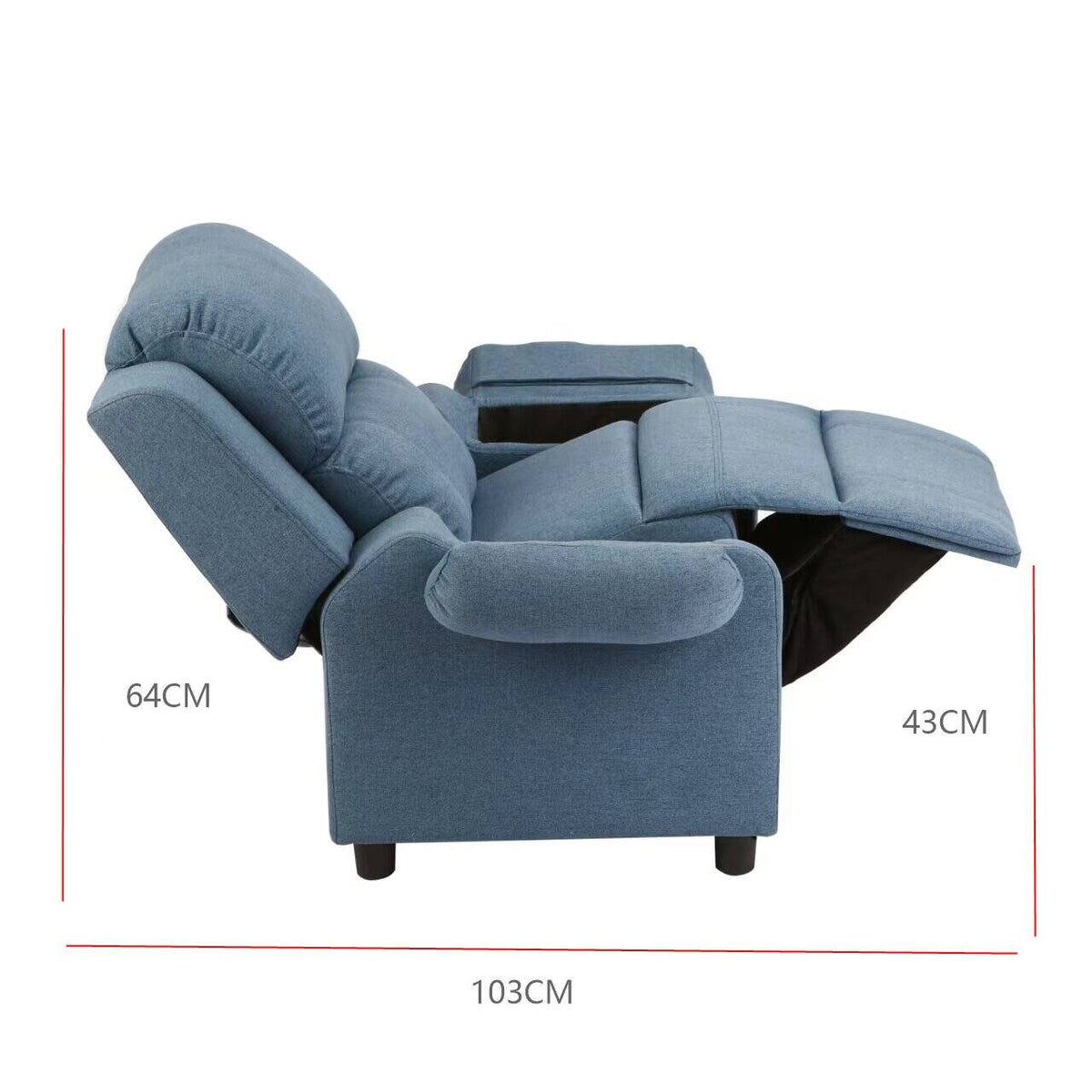 Erika Blue Kids Recliner Sofa Chair | Blue | Lounge Couch Armchair | Childrens