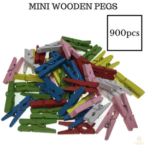 Mini Wooden Pegs | 900PCS | Natural Craft Pins | Scrapbook/Clothes Line | 35mm