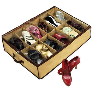 Shoe Organiser | 12 Pair Under Bed Storage | Zippered Breathable Wardrobe Closet Bag