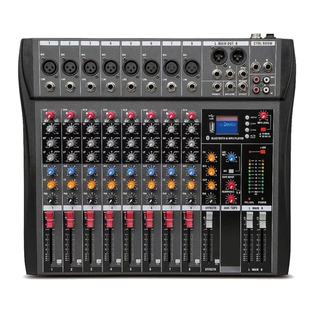 Hridz CT-80S Professional Audio Mixer | 8-Channel Bluetooth USB Mixer