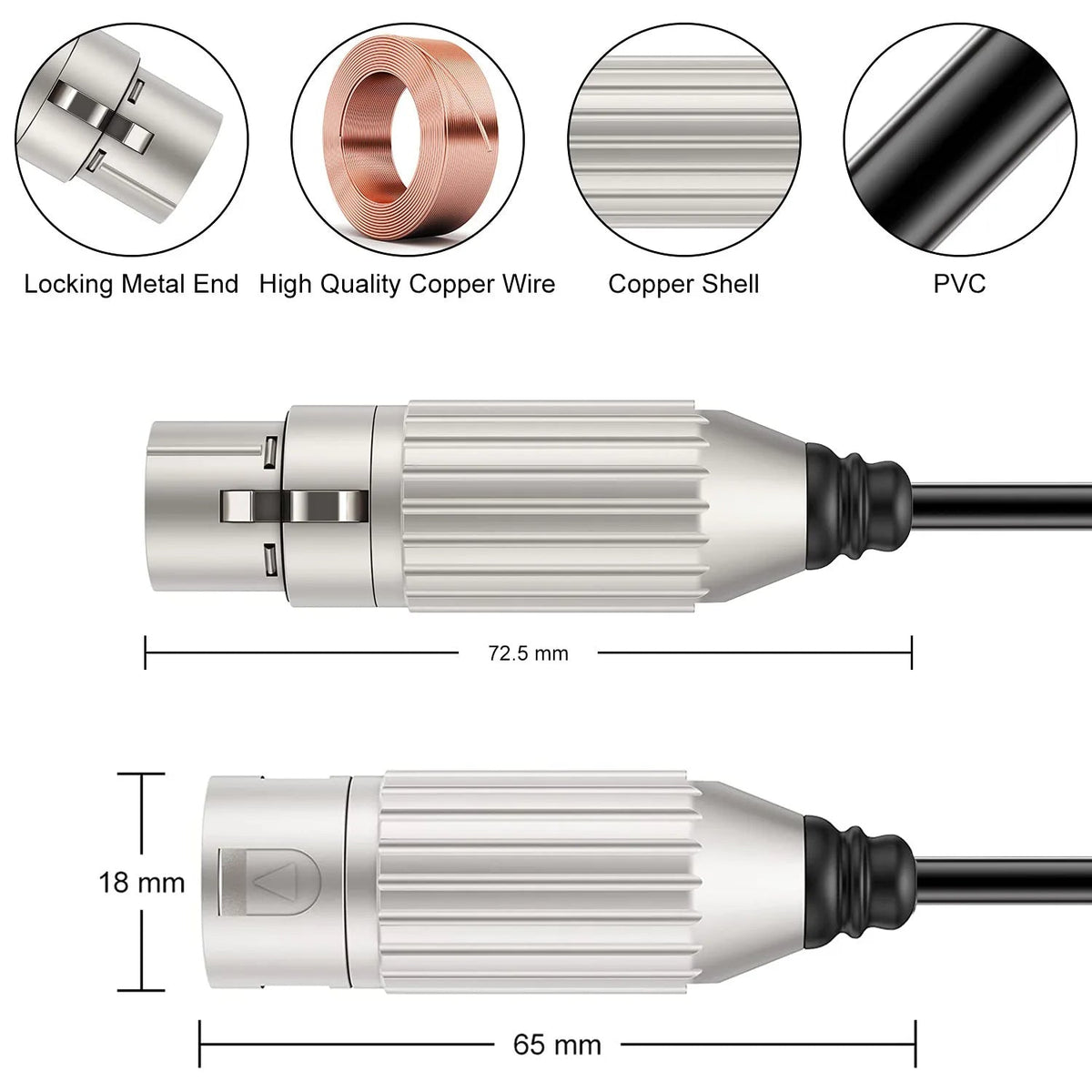 Hridz XLR Cable | 1m | Male to Female | Audio Output & Input for KTV Microphone | Professional Sound Cable