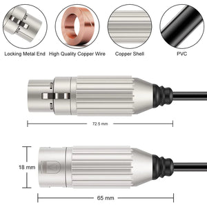 Hridz XLR Cable | 1m | Male to Female | Audio Output & Input for KTV Microphone | Professional Sound Cable