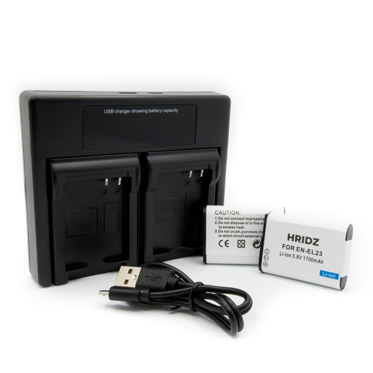 HRIDZ EN-EL23 Battery & Charger Set | For Nikon Coolpix B700, S810c, P600, P610S