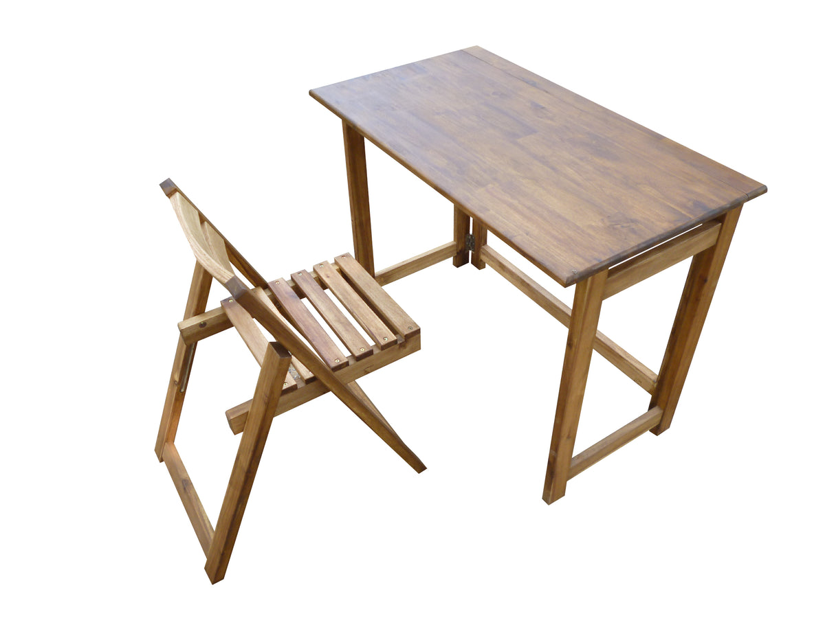 Hardwood Foldable Teen Desk Set | Acacia