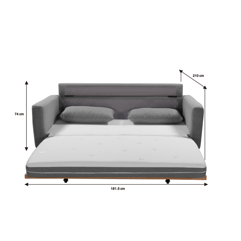 SHASA 2 Seater Pull-out Sofa Bed | Grey Celadon