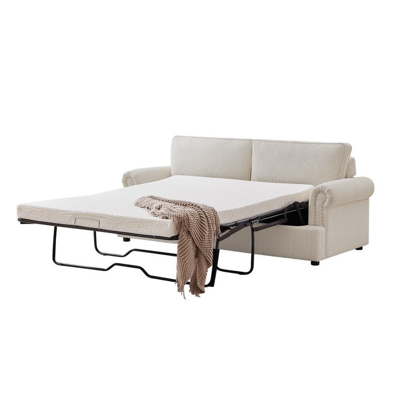 PHEBE 3 Seater Sofa Bed | Separate Foam Mattress | Corduroy Cream