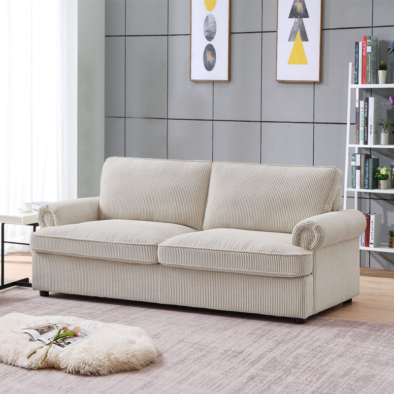 PHEBE 3 Seater Sofa Bed | Separate Foam Mattress | Corduroy Cream