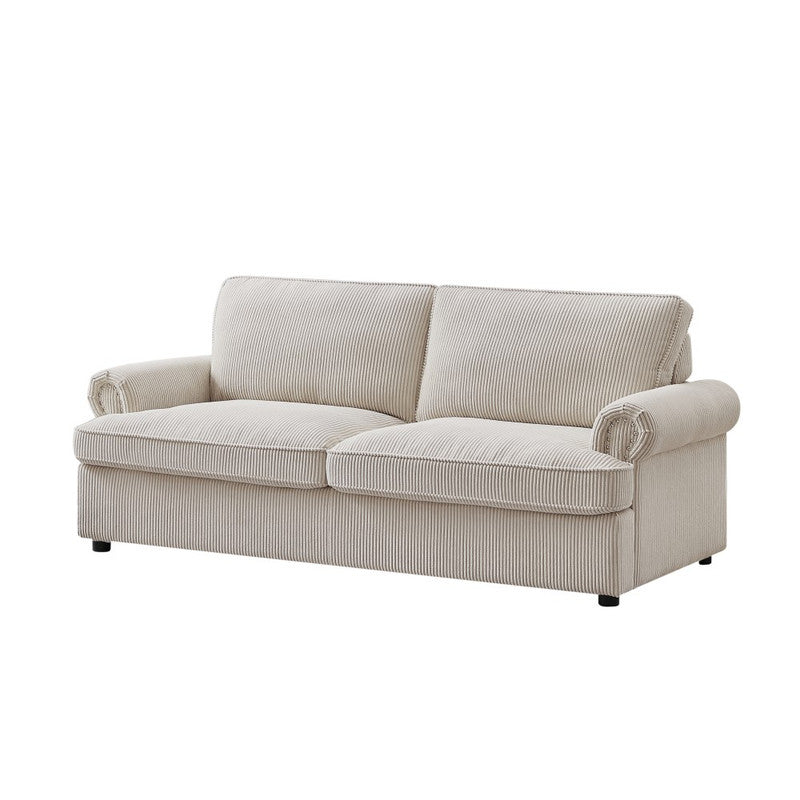 PHEBE 3 Seater Sofa Bed | Separate Foam Mattress | Corduroy Cream