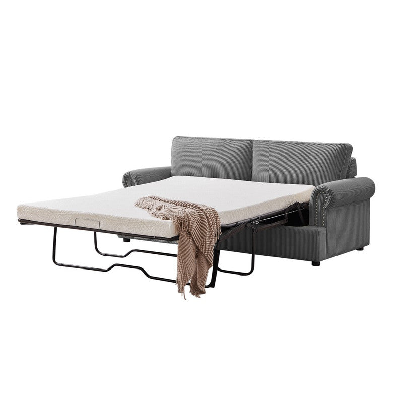 PHEBE 3 Seater Sofa Bed | Separate Foam Mattress | Corduroy Dark Grey
