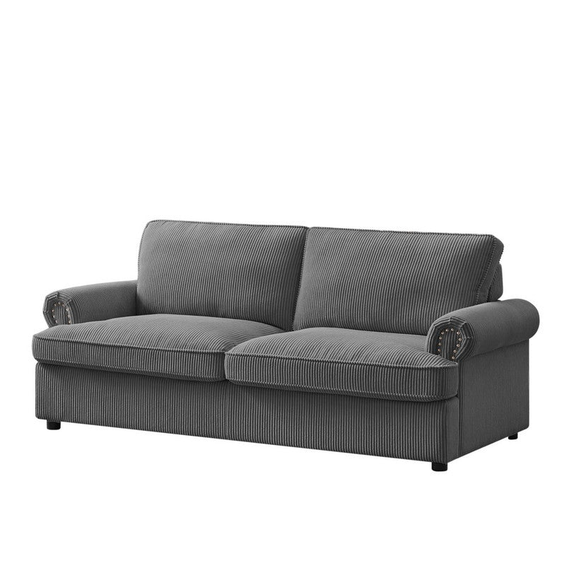 PHEBE 3 Seater Sofa Bed | Separate Foam Mattress | Corduroy Dark Grey