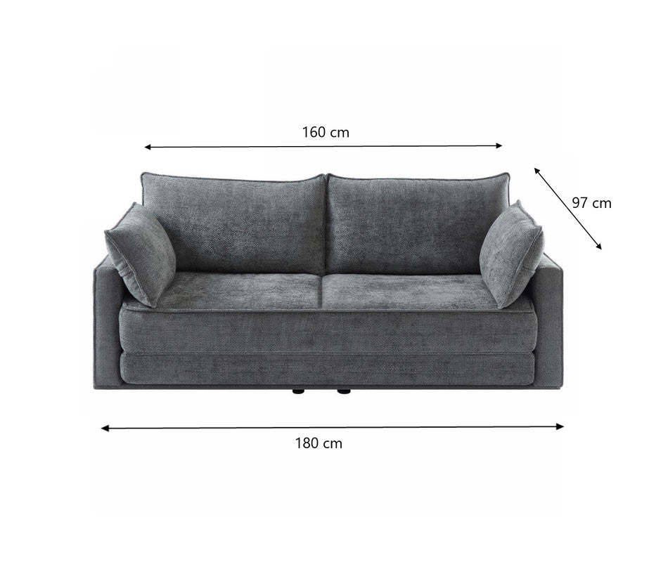 COMFY | 3 Seater Sofa Bed | Queen Size | Grey | Modern Living Room Furniture