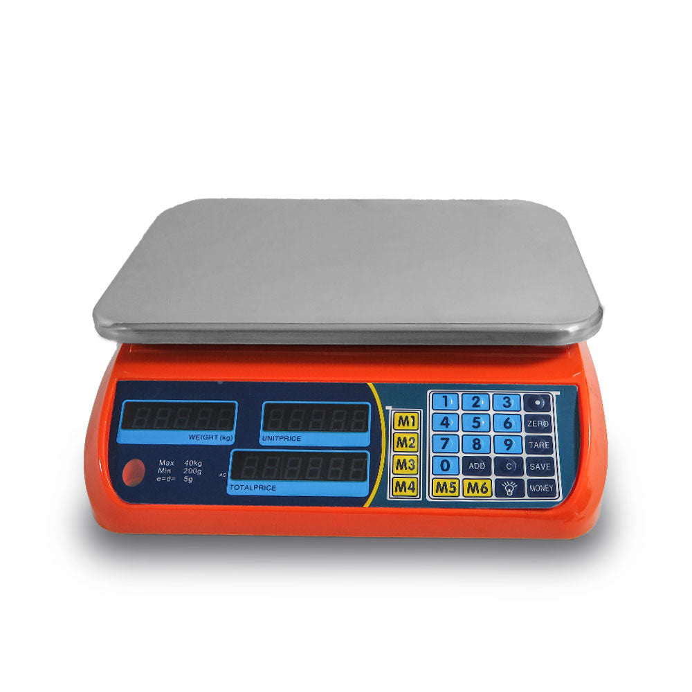 Kitchen Scale Digital | Commercial Postal Shop Electronic Weight | 40KG | Orange