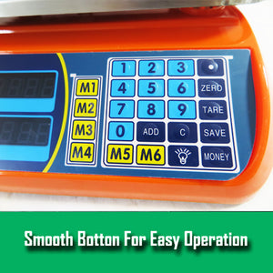 Kitchen Scale Digital | Commercial Postal Shop Electronic Weight | 40KG | Orange