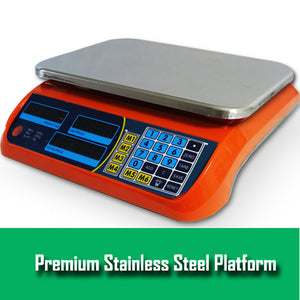 Kitchen Scale Digital | Commercial Postal Shop Electronic Weight | 40KG | Orange