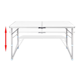 Aluminium Folding Camping Picnic Table | Height Adjustable | 120x60cm | White