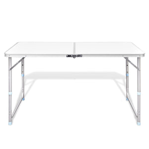 Aluminium Folding Camping Picnic Table | Height Adjustable | 120x60cm | White