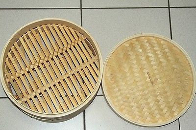 11" Bamboo Steamer Set | 2 Steamer Baskets with Lid | Traditional Asian Cookware