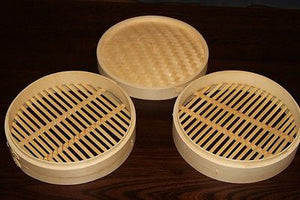 8" Bamboo Steamer Set | 2 Steamer Baskets with Lid | Dumpling & Dim Sum Steamer