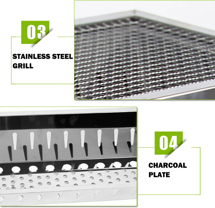 Stainless Steel Portable Outdoor BBQ Grill Set | Charcoal Kebab | Picnic Camping | Large