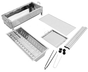 Stainless Steel Portable Outdoor BBQ Grill Set | Charcoal Kebab | Picnic Camping | Large