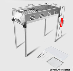 Stainless Steel Portable Outdoor BBQ Grill Set | Charcoal Kebab | Picnic Camping | Large