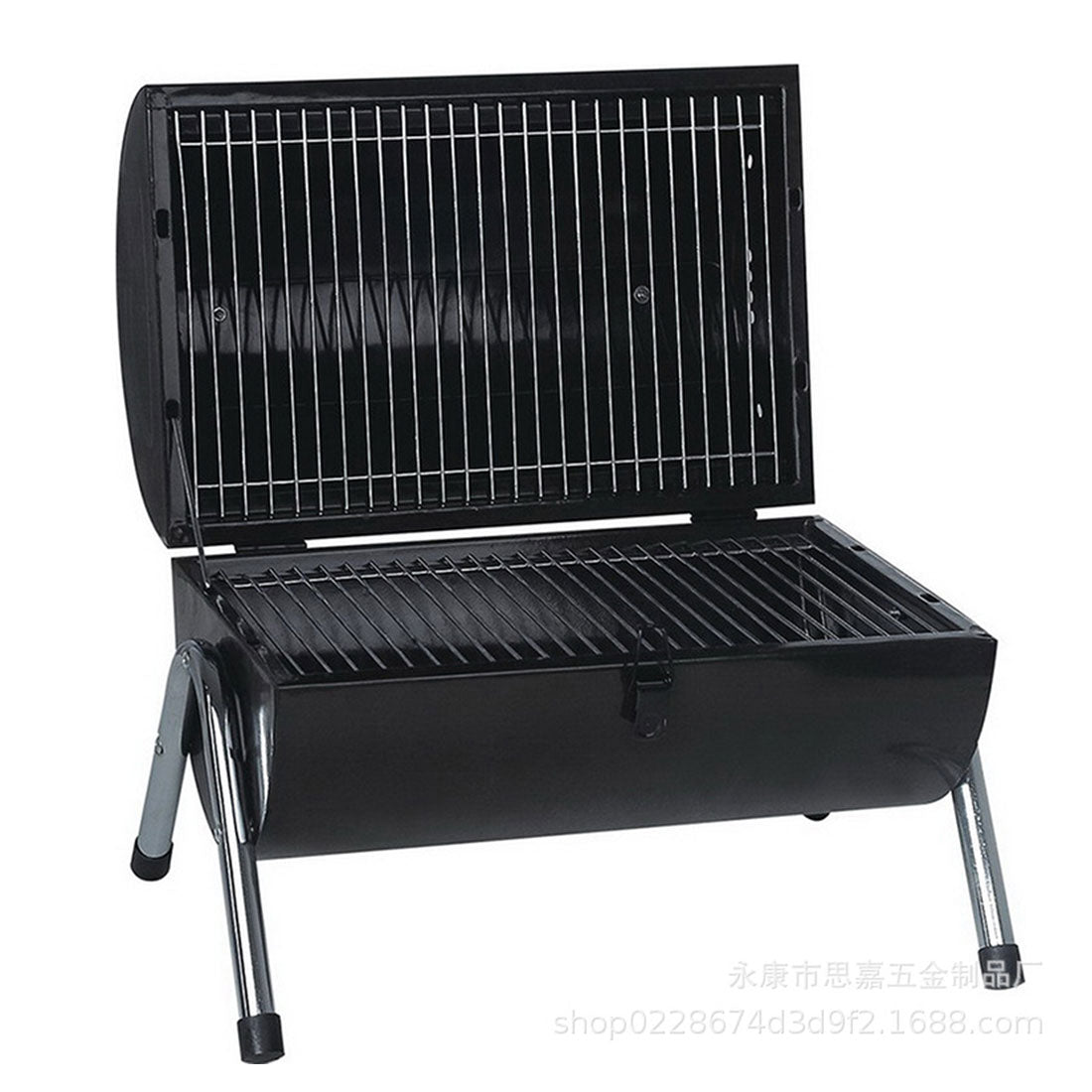 Stainless Steel BBQ Barrel Charcoal Smoker | Portable Foldable Barbecue Grill | Black