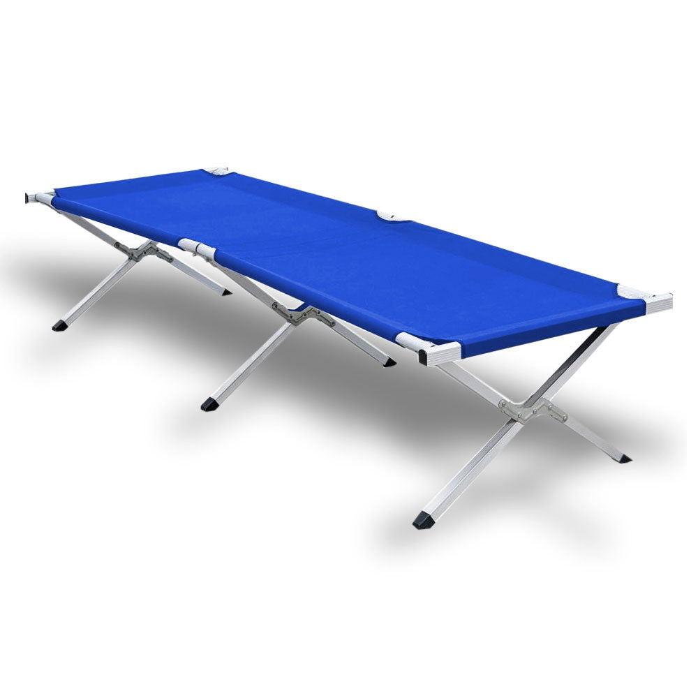 Camping Bed | Folding Stretcher | Lightweight w/ Carry Bag | Blue
