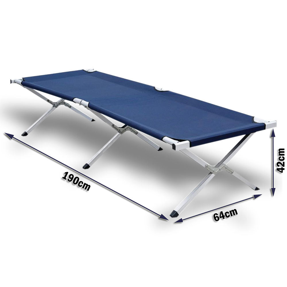 Camping Bed | Folding Stretcher | Lightweight w/ Carry Bag | Navy