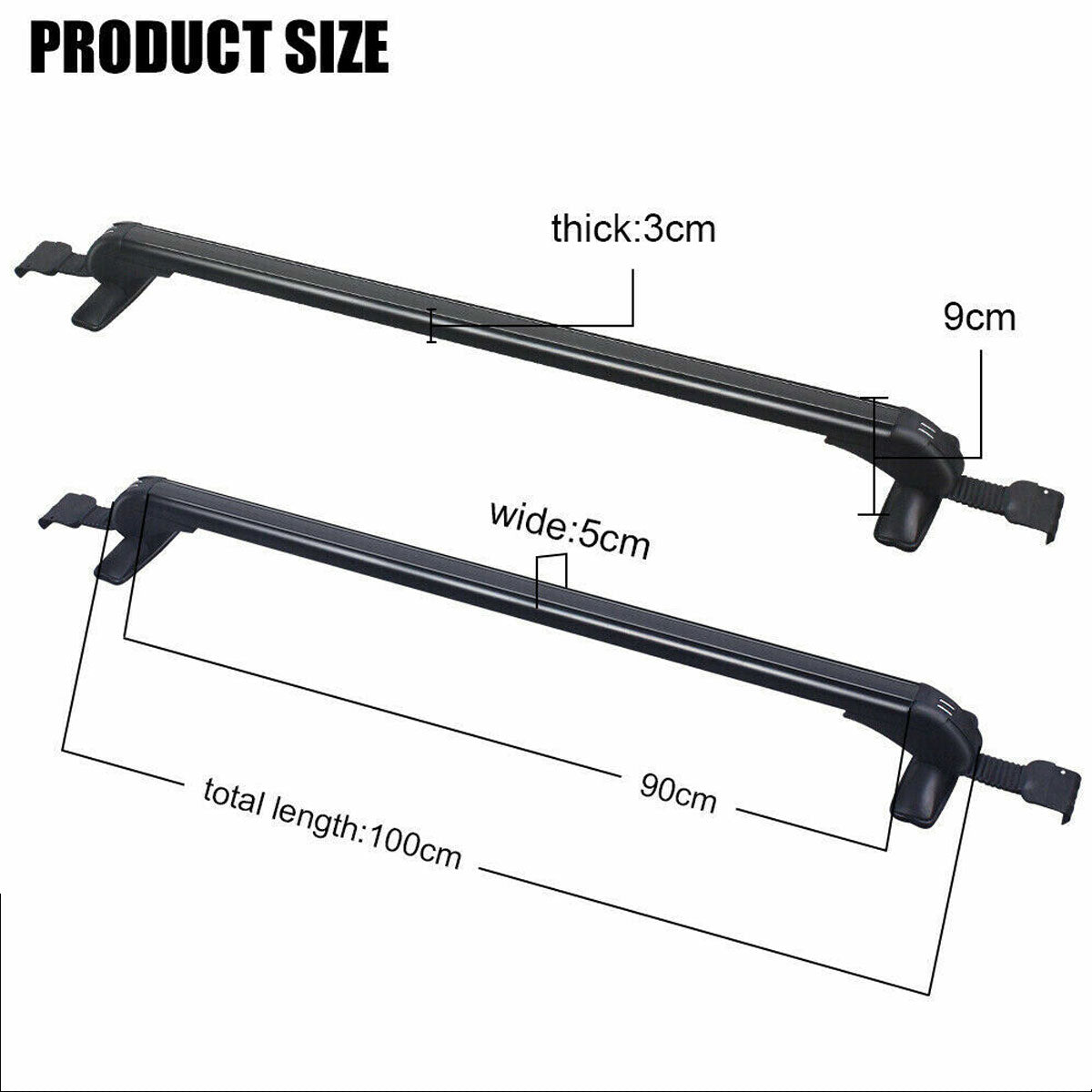 100cm Universal Car Roof Racks | Adjustable Cross Bars | Aluminium Alloy | Lockable Carrier