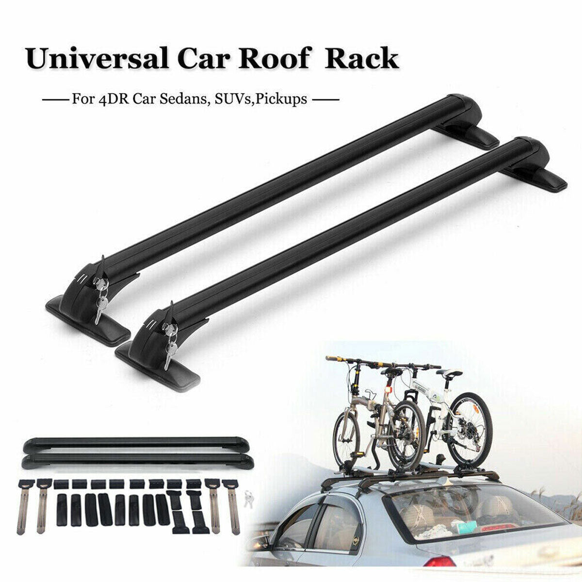 100cm Universal Car Roof Racks | Adjustable Cross Bars | Aluminium Alloy | Lockable Carrier