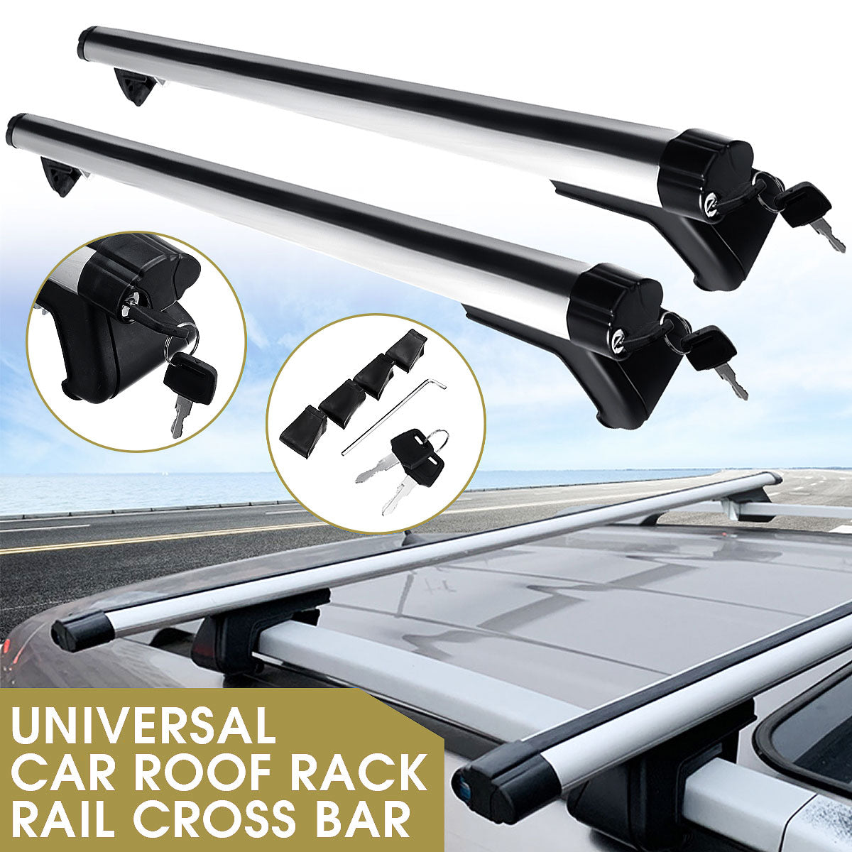 125cm Universal Car Roof Racks | Adjustable Aluminium Alloy Cross Bars | Lockable Carrier