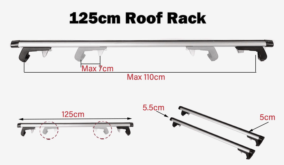 125cm Universal Car Roof Racks | Adjustable Aluminium Alloy Cross Bars | Lockable Carrier