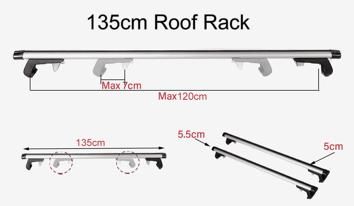 135cm Universal Car Roof Racks | Adjustable Aluminium Alloy Cross Bars | Lockable Carrier