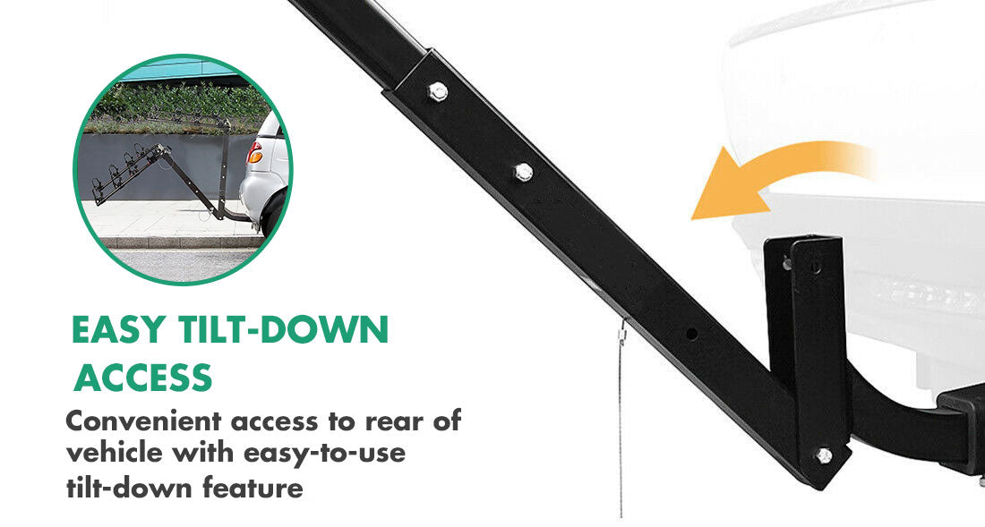 3-Bike Car Rear Rack | Foldable Steel Hitch Mount | Towbar Bicycle Carrier